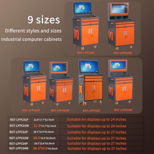Industrial Mobile Computer Cabinet for 27-inch Monitors - Dust & Oil Proof
