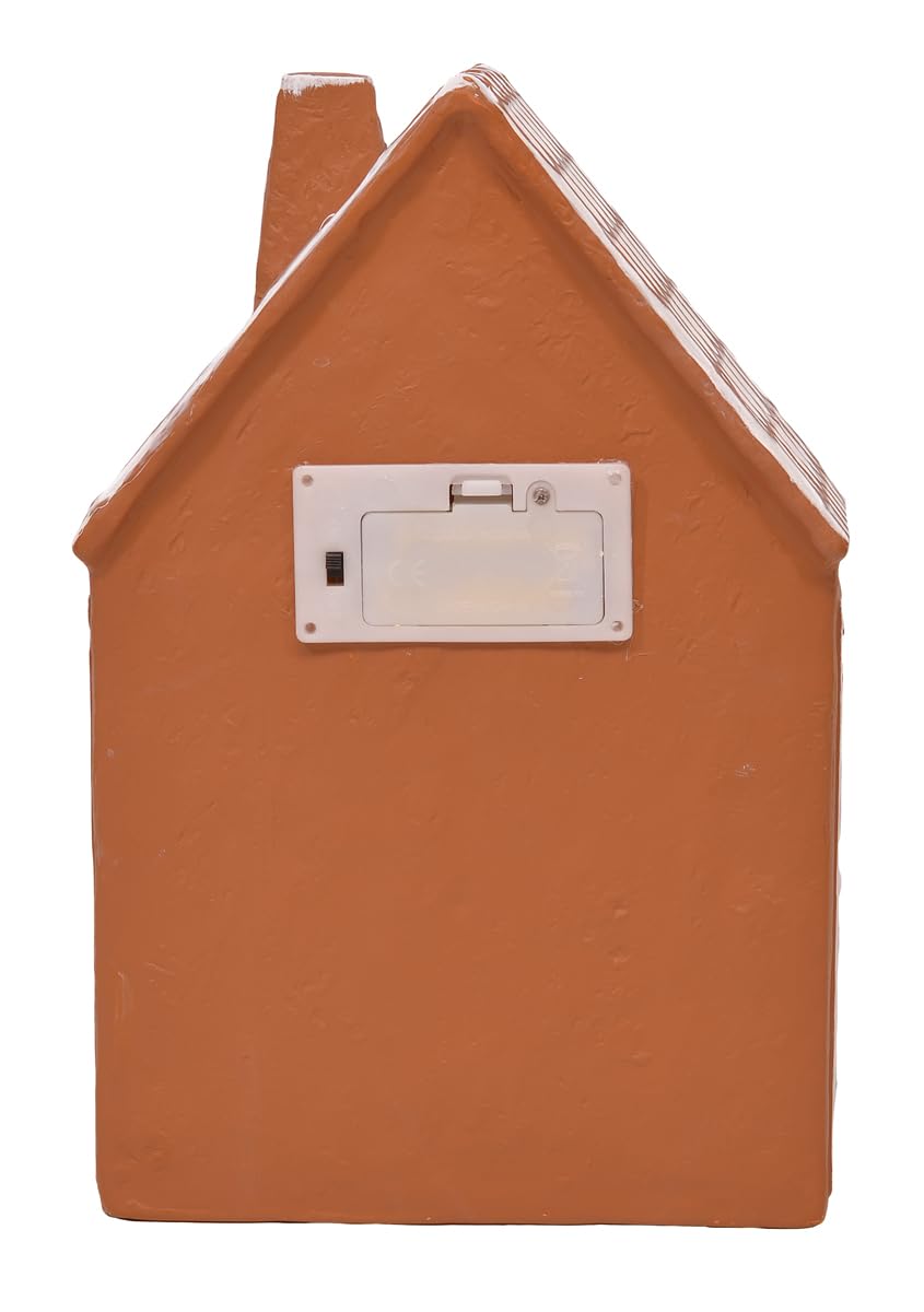 Mark Feldstein & Associates Ceramic Iced Gingerbread Houses Holiday Pre Lit LED Village Figurines, Set of 2, 9 Inch