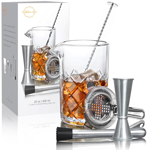 20oz Crystal Mixing Glass Set with Bar Tools - Cocktail Shaker & Accessories