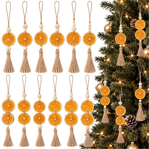 Naucoos 12 Pcs Dried Orange Slice Christmas Ornaments - Rustic Holiday Decor
