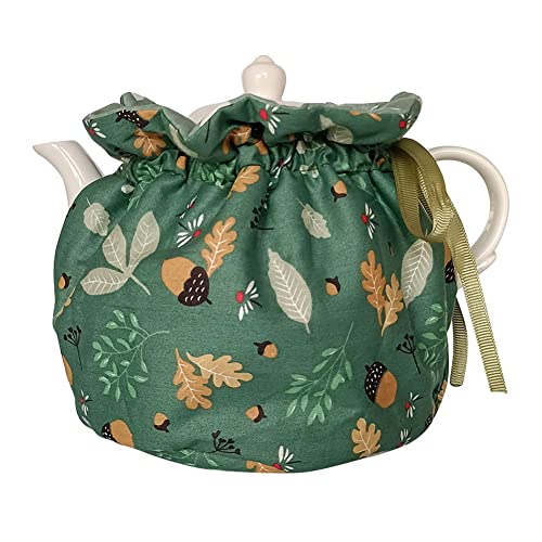 Insulated Cotton Tea Cozy for 27-41oz Teapots, Hazelnut Leaf Print
