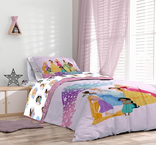 Pink Disney Princess Twin Comforter Set - 5 Piece Kids Bedding with Sheets & Pillow Shams
