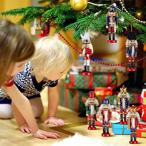 18-Piece Wooden Nutcracker Christmas Ornaments - 5-Inch Holiday Tree Decor