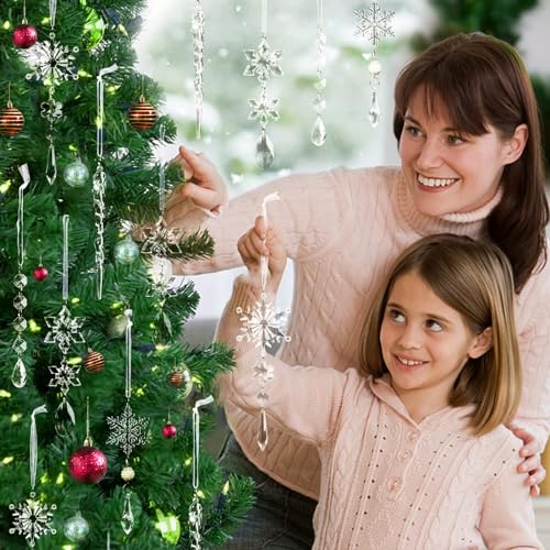 18-Piece Clear Acrylic Christmas Tree Ornaments - Snowflake & Icicle Set
