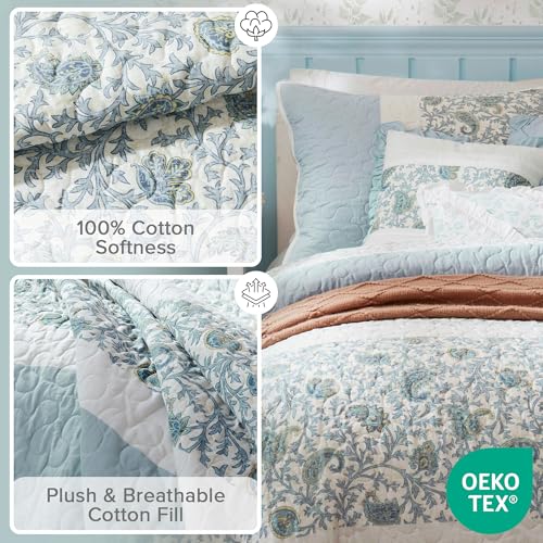 Madison Park 100% Cotton 6-Piece Coverlet Quilt Set, Full/Queen - Aqua