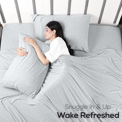 Utopia Bedding Queen Jersey Knit Sheet Set - Soft 4-Piece T-Shirt Bed Sheets