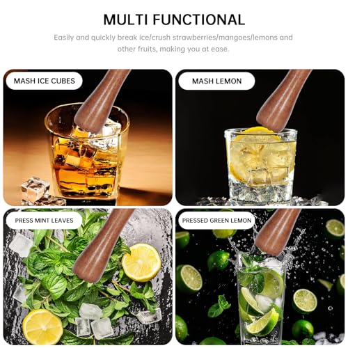 7.6-Inch Wooden Cocktail Muddler for Drinks and Kitchen Use