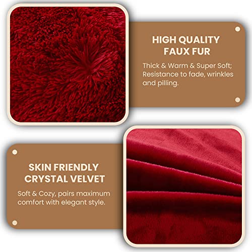 Luxury Fluffy Faux Fur Body Pillow Cover 20x54 - Red Plush Case