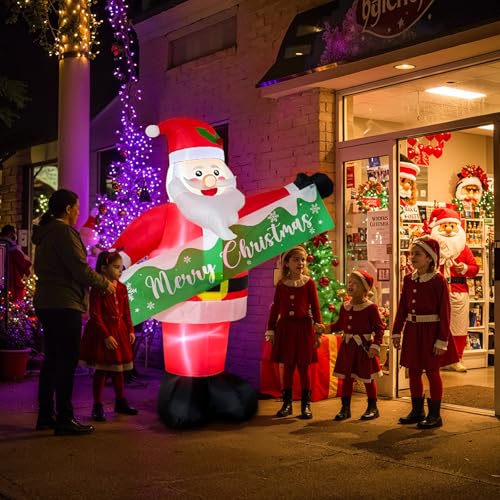 OurWarm 6 FT Santa Claus Inflatable with Detachable Banner - Outdoor Xmas Yard Decoration