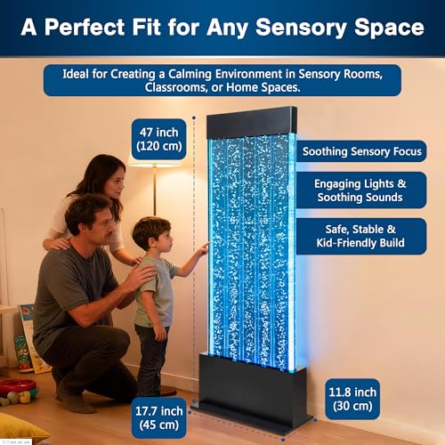 47-Inch LED Bubble Wall Floor Fountain with Remote and App Control
