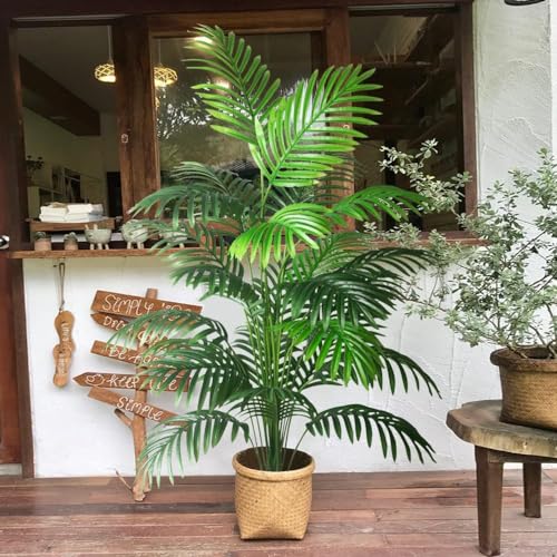 Large Artificial Palm Trees - 4ft Fake Tropical Plants (2pcs)