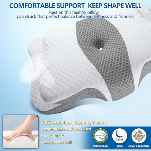 Ergonomic Memory Foam Cervical Pillow for Neck & Shoulder Pain Relief - Queen