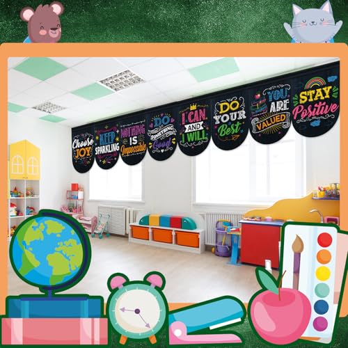 8 Pcs Motivational Classroom Curtains, Growth Mindset Window Panels 36x24