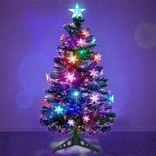 3ft Pre-Lit Fiber Optic Christmas Tree with Multi-Color LED Lights & Star