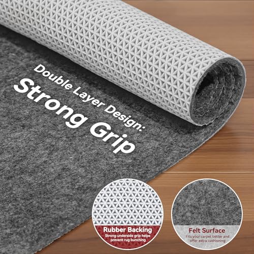 Non-Slip Area Rug Pad 8x10 Ft - Thick Felt Cushion for Hardwood Floors