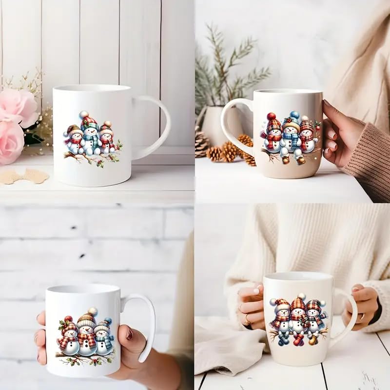 Snowman UV DTF Cup Wraps 12pc Rub-On Transfers for Glass, Wood, Bottles