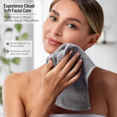 Living Fashions 13x13 Inch Extra Soft Wash Cloths 12 Pack - Absorbent & Durable Towels
