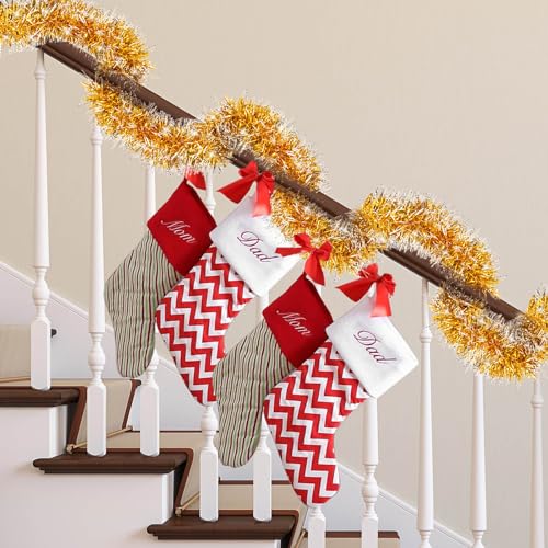 33FT Gold Tinsel Christmas Garland – Shiny Decor for Indoor/Outdoor, Includes 33FT-Gold White Variation