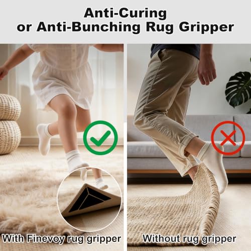 14PCS Non-Slip Rug Grippers for Hardwood Floors - Anti-Curling Adhesive Pads