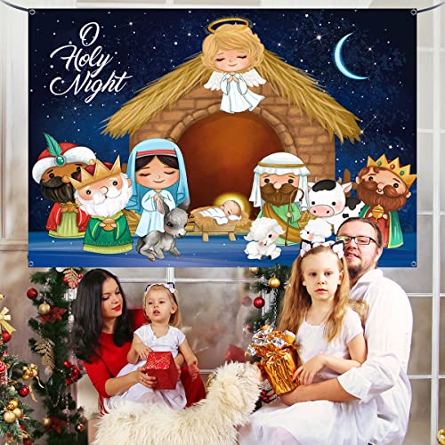 Nativity Backdrop 5x3ft Religious Christmas Scene Decoration banners