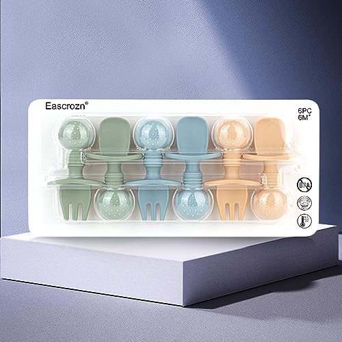 Silicone Baby Feeding Spoons And Forks Set 6 Pack Toddler Utensils