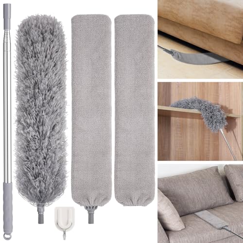 4-Piece Extendable Microfiber Duster Set with 30-100 Inch Telescoping Pole