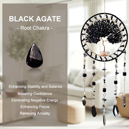Tree of Life Dream Catcher & Crystal Sun Catcher Boho Window Hanging
