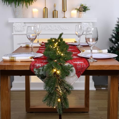 6 Ft LED Christmas Garland with Lights Battery Operated Outdoor Decor
