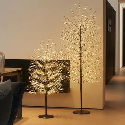 Hairui 6ft Lighted Brown Tree with Timer & Dimmer, Indoor/Outdoor Fairy Lights