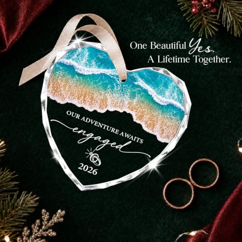 GOSBLUE Engaged 2026 Ornament - Unique Engagement Gift for Couples, Christmas Tree Décor
