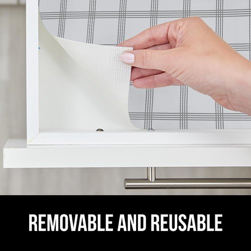 GORILLA GRIP DripGuard Shelf Liner, Non-Adhesive Drawer and Kitchen Cabinet Protector, 24x240 In, Strong Grip Slip Resistant Underside, Smooth Surface Liners for Cabinets, Bathroom Closets, Gray White