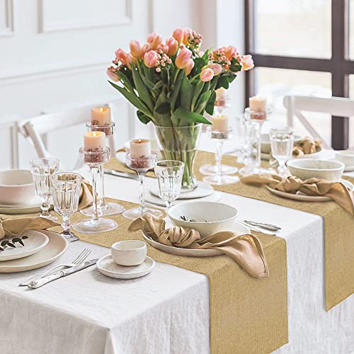 Khaki Burlap Table Runner 13 inch x 10 yards Rustic Jute Linens for Wedding & Party