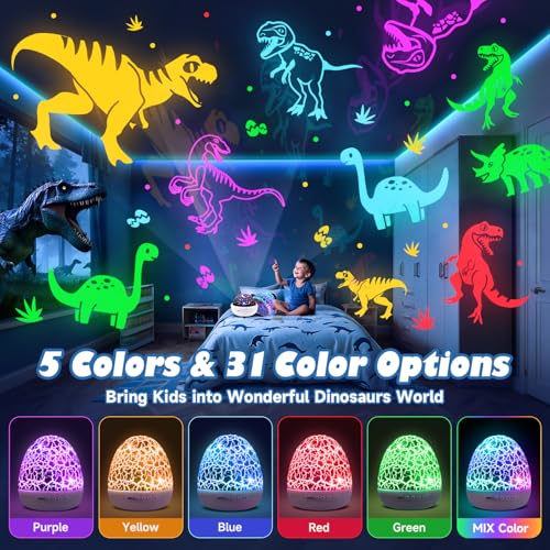 Dinosaur Egg Night Light Projector with 3 Films and Remote Control