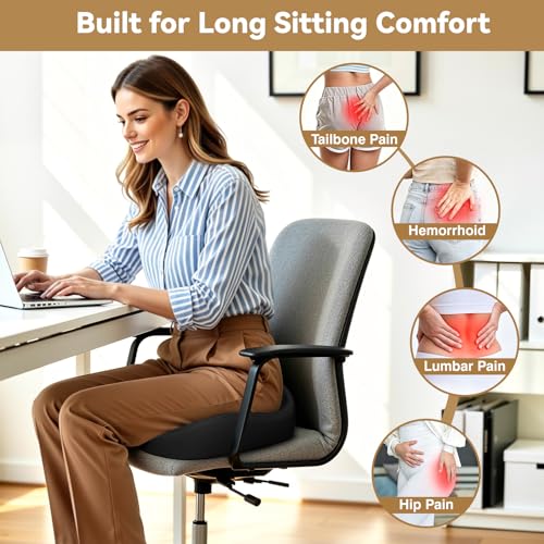 Ergonomic 4-Zone Seat Cushion for Tailbone Pain Relief and Sciatica Support