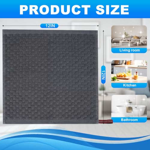 Keith Lun Grey 6 Pack 12x12 Inch Cotton Washcloths - Soft & Absorbent
