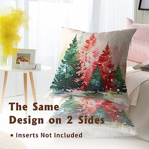 Mweet Christmas Throw Pillow Covers 22x22 in (2 Pack) Xmas Tree Decor Pillowcase, Double-Sided