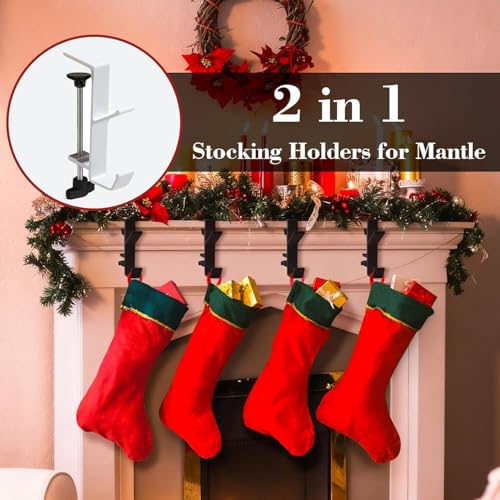 2-in-1 Fireplace Stocking and Garland Hanger for Mantel, White (3 Pack)