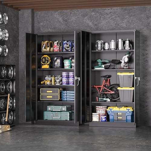 72-inch Tall Metal Storage Cabinet with 4 Adjustable Shelves, Black