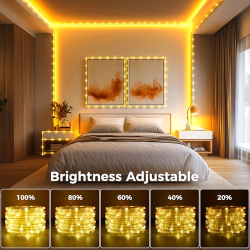 33FT LED Color Changing Rope Lights with Remote, Waterproof Outdoor String