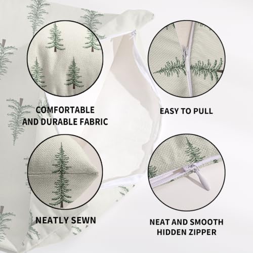 Smozenith Christmas Pillow Covers 18x18 Dark Light Green Set of 2 | Xmas Tree Decor
