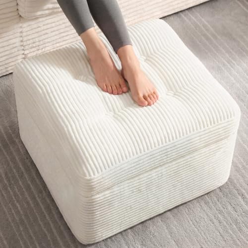 23.6-Inch Corduroy Ottoman Footrest with Dual-Layer Foam Support