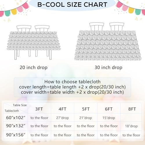 B-COOL 90x156 Inch Pink 3D Rosette Satin Tablecloth - Rectangular