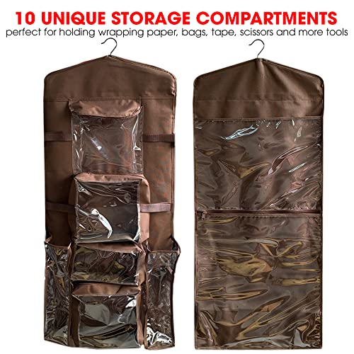 Hanging Gift Wrapping Paper Storage Organizer Bag for 40-Inch Rolls