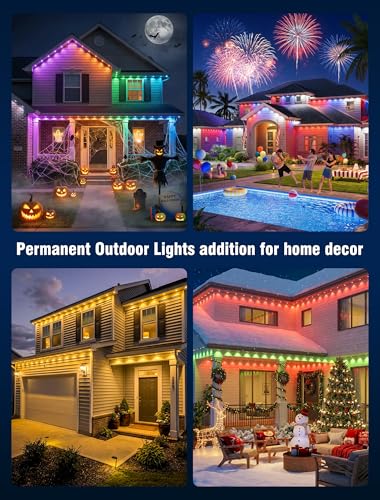 150FT RGBIC Outdoor String Lights - Smart Color Changing LED with 90 LEDs, Wall-Washing & Ground Mounting