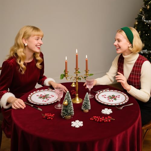 WRAPAHOLIC Christmas Candy Cane Paper Plates 7 Inch - 25 Pack Disposable Holiday Tableware
