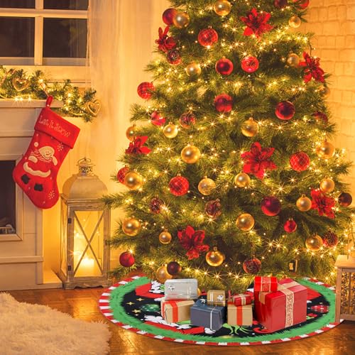 48-Inch Christmas Tree Skirt - Soft Polyester Farmhouse Holiday Decor