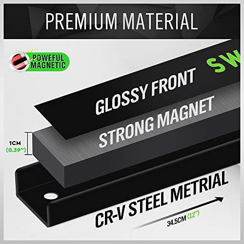 4-Piece 12-Inch Magnetic Tool Holder Wall Mount Storage Rack