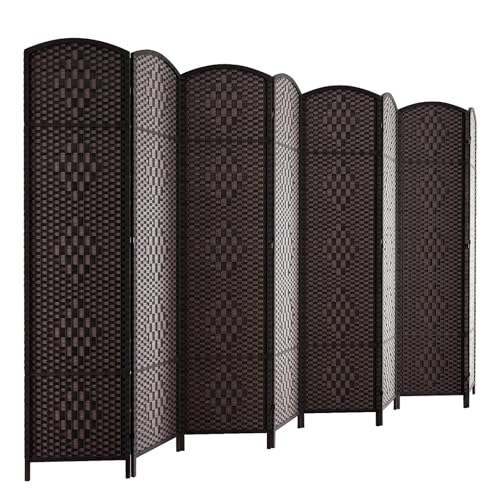 8-Panel Room Divider, 6ft Tall Folding Privacy Screen in Dark Mocha