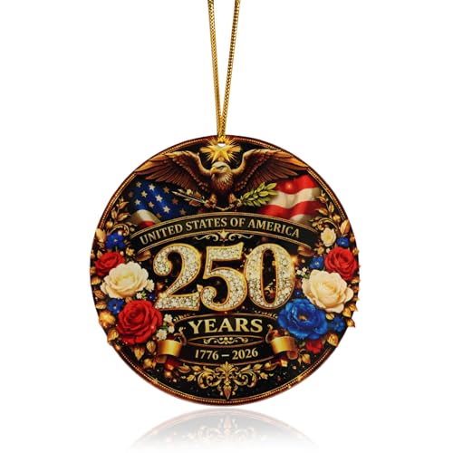 FunnySign 250th Anniversary USA 2D Acrylic Ornament – 4x4in Hanging Eagle USA 1776-2026 (Variation 3)
