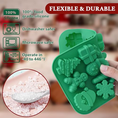 HKNMTT Xmas Silicone Chocolate & Candy Molds 2PCS Snowflake Snowman Tree